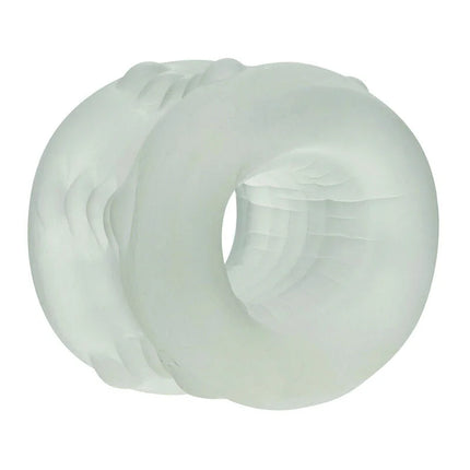 Translucent weißer silikonring mit strukturierten rillen am äußeren rand calexotics boundless bumper-stroker-ring