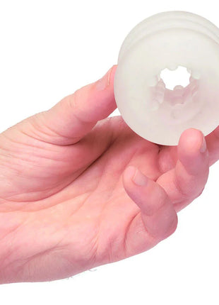Transluzent weißer silikon ring mit strukturierter innenseite calexotics boundless bumper stroker ring