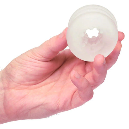 Transluzent weißer silikon ring mit strukturierter innenseite calexotics boundless bumper stroker ring