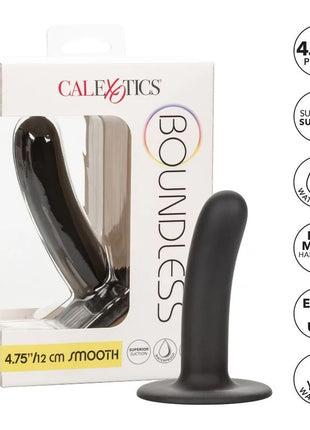 Schwarzer calexotics boundless dildo 12 cm mit glatter, glänzender oberfläche und abgerundetem sockel