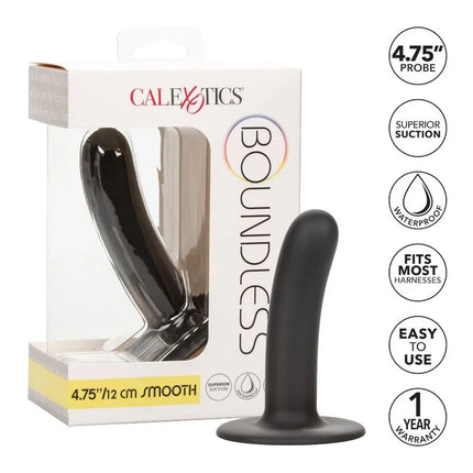 Schwarzer calexotics boundless dildo 12 cm mit glatter, glänzender oberfläche und abgerundetem sockel