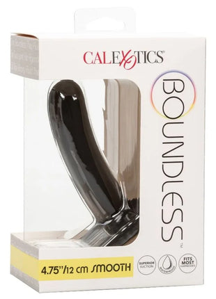 Schwarzer glatter calexotics boundless dildo 12 cm mit geschwungener form und transparentem sockel