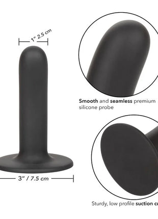 Schwarzer silikon analplug von calexotics boundless dildo 12 cm mit glattem nahtlosem schaft und saugnapfbasis