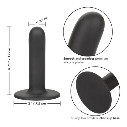 Schwarzer silikon analplug von calexotics boundless dildo 12 cm mit glattem nahtlosem schaft und saugnapfbasis