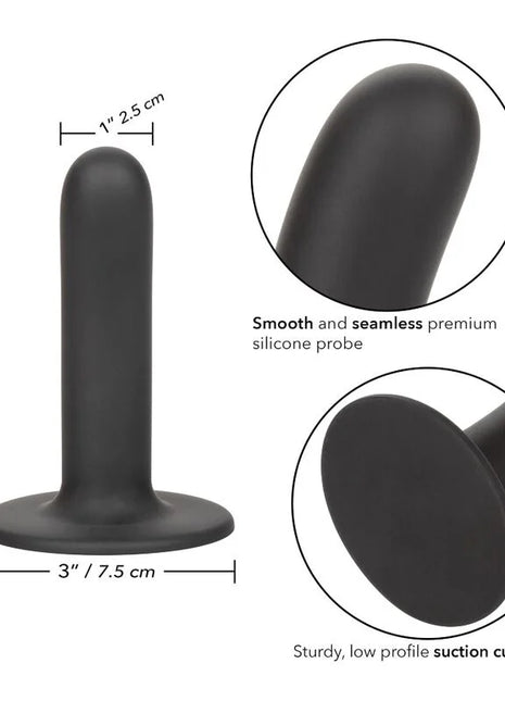 Schwarzer silikon analplug von calexotics boundless dildo 12 cm mit glattem nahtlosem schaft und saugnapfbasis