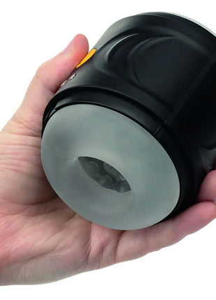 Calexotics boundless dual-motor-stroker in schwarz und durchsichtigem grau mit glattem, zylindrischem körper und feinen rippen