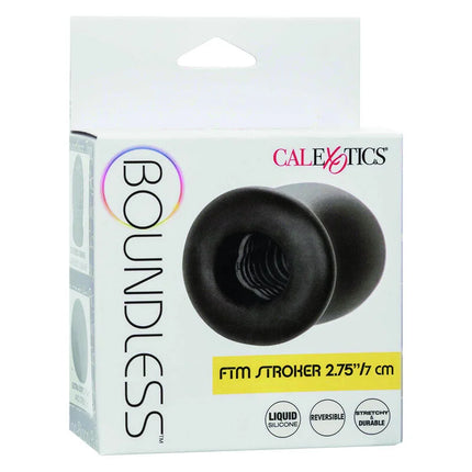 Schwarzer flüssigsilikon ftm stroker mit strukturierter, gewindeter innenseite und wendbarem design von calexotics