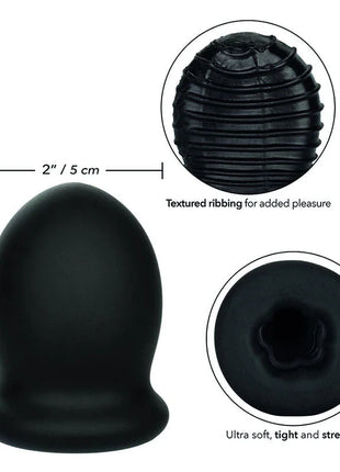Schutz von calexotics boundless ftm stroker reversibel 7cm schwarzes ultraweiches dehnbares silikon mit texturierter rippung