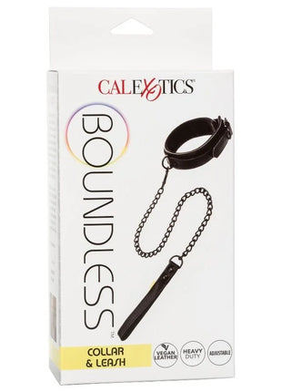 Schwarzes veganes leder halsband und leine set von calextics für grenzenlose bindungsspiele