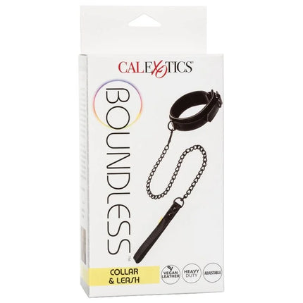 Schwarzes veganes leder halsband und leine set von calextics für grenzenlose bindungsspiele