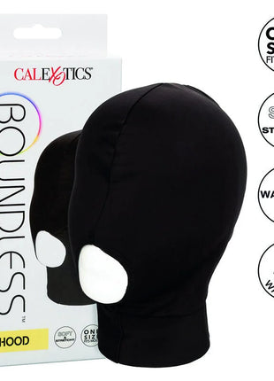 Schwarze weiche und dehnbare boundless hood von calexotics aus elastischem material für grenzenlosen tragekomfort