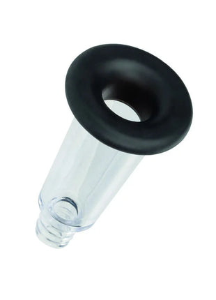 Clear plastikflasche mit schwarzem gummiverschluss oben im calexotics boundless körperpumpen-kit