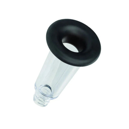 Clear plastikflasche mit schwarzem gummiverschluss oben im calexotics boundless körperpumpen-kit