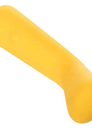 Gelber silikon-vibrationsstab mit flexiblem kopf im produkt calexotics boundless mini-flexiwand