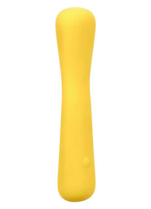 Gelber silikon-vibrator wand mit flexibler kopf part von calexotics boundless mini-flexiwand serienmodell