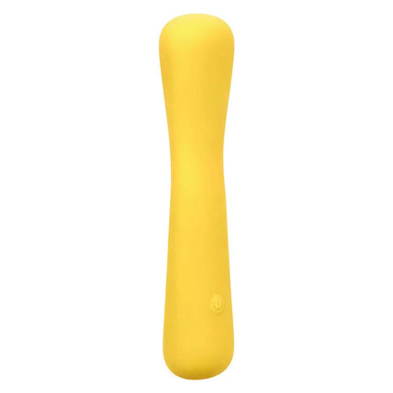 Gelber silikon-vibrator wand mit flexibler kopf part von calexotics boundless mini-flexiwand serienmodell