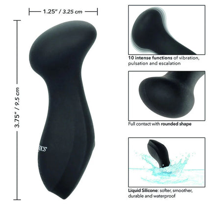 Schwarzes liquid silikon vibratorspielzeug mit glattem, ergonomischem design von calexotics boundless mini-massager