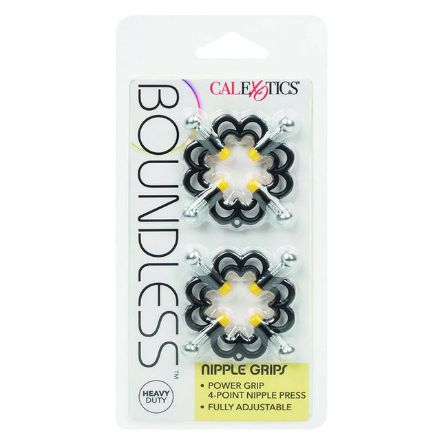 Caleexotics boundless nippelgriffe schwarze und gelbe silikon nippelklammern in verpackung