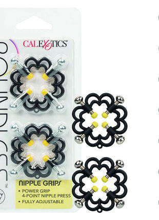 Calexotics boundless nippelgriffe in schwarz und gelb mit floralem design aus flexiblem material für stimulierung