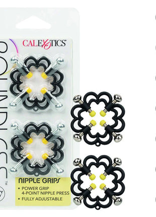 Calexotics boundless nippelgriffe in schwarz und gelb mit floralem design aus flexiblem material für stimulierung
