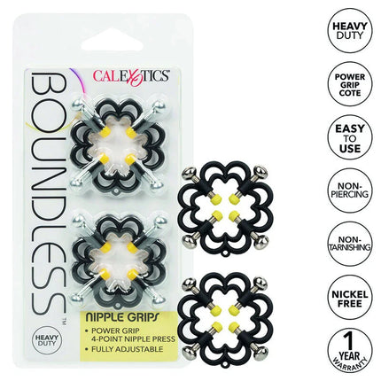 Calexotics boundless nippelgriffe in schwarz und gelb mit floralem design aus flexiblem material für stimulierung