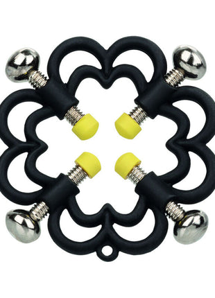 Calexotics boundless nippelgriffe black silicone hand grip with silver metal ball ends and yellow rubber tips