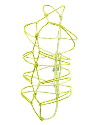 Caleexotics boundless seil 10m gelb limegrünes sicherungsseil mit spiralmuster und verstärkten knoten