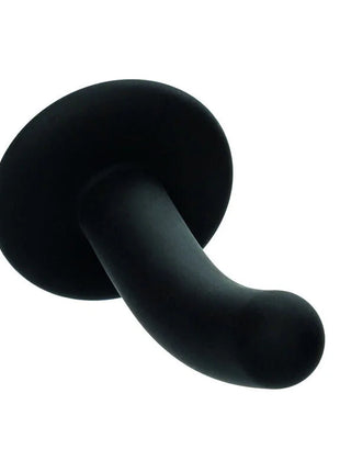 Schwarzer silikon-analplug mit abgerundetem, konisch geformtem design und glatter oberfläche von CalExotics Boundless Silikon-Kurve-Pegging-Kit