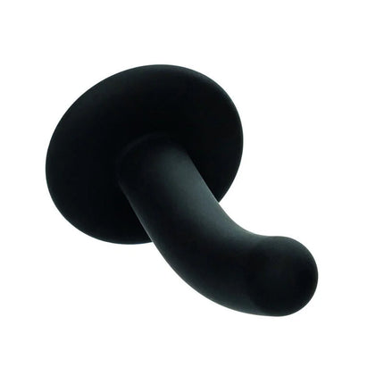 Schwarzer silikon-analplug mit abgerundetem, konisch geformtem design und glatter oberfläche von CalExotics Boundless Silikon-Kurve-Pegging-Kit