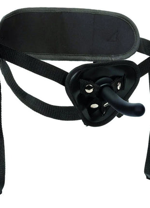 Schwarzer silikon cockring mit verstellbarem riemen und metallschnalle aus dem calexotics boundless silikon-kurve-pegging-kit