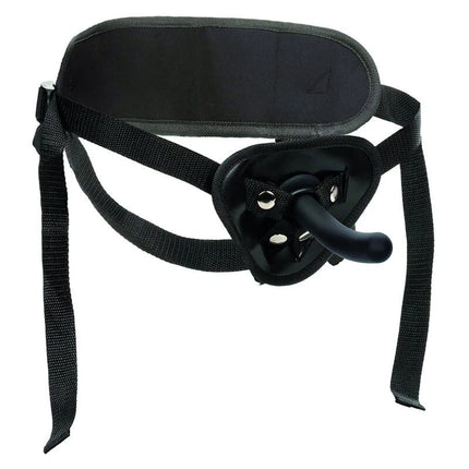 Schwarzer silikon cockring mit verstellbarem riemen und metallschnalle aus dem calexotics boundless silikon-kurve-pegging-kit