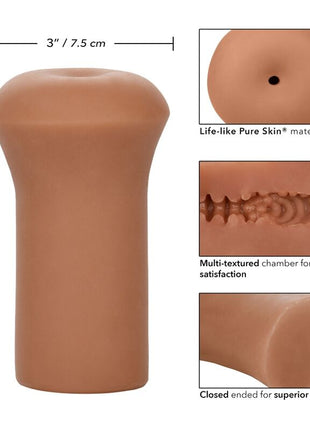 Tanfarbener 5,5 zoll großer boundless stroker karamell von calexotics aus realistischem pure skin material mit geschlossenem ende und multi-texturierter kammer