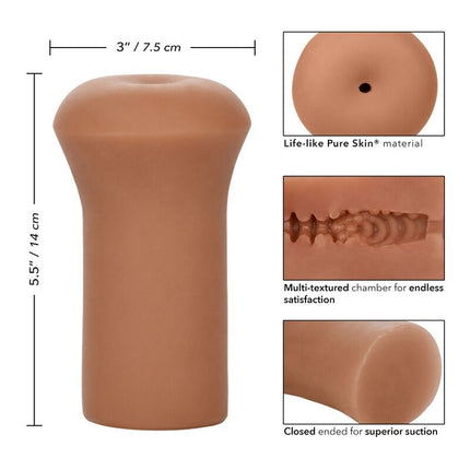 Tanfarbener 5,5 zoll großer boundless stroker karamell von calexotics aus realistischem pure skin material mit geschlossenem ende und multi-texturierter kammer