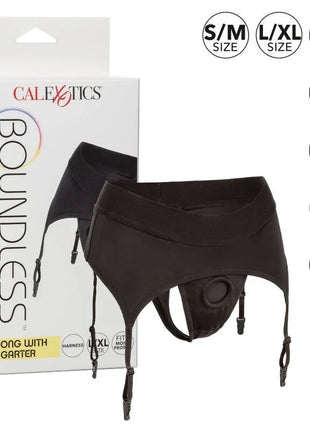 Schwarzer calexotics boundless tanga mit strapsgürtel in lxl aus elastischem material fürs dessous tragen hinten gezeigt