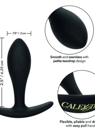 Schwarzer silikon analplug mit glattem tropfenförmigem kopf und zuggriff von calexotics boundless teardrop plug