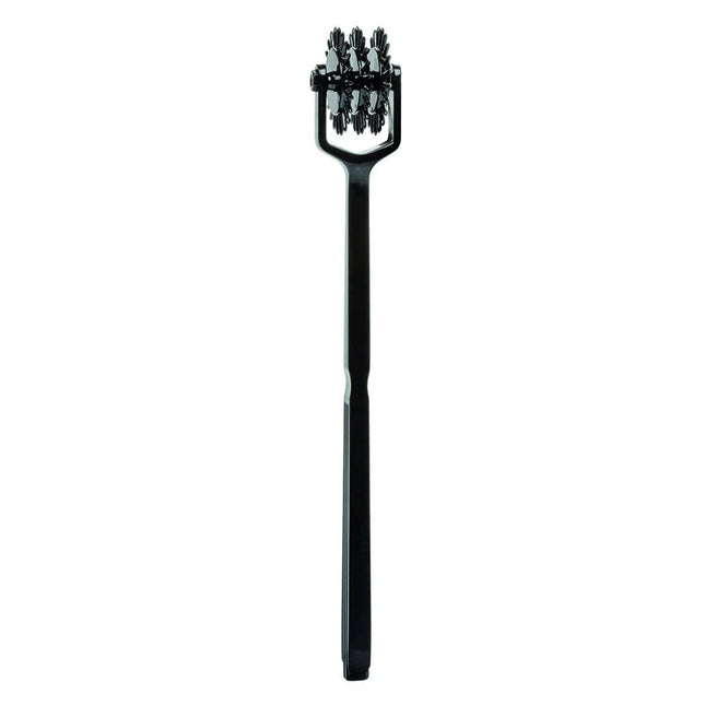 Schwarzer metall-rückenmassagegerät mit langem griff und mehreren stachelrollen oben calexotics boundless trio pleasure wheel