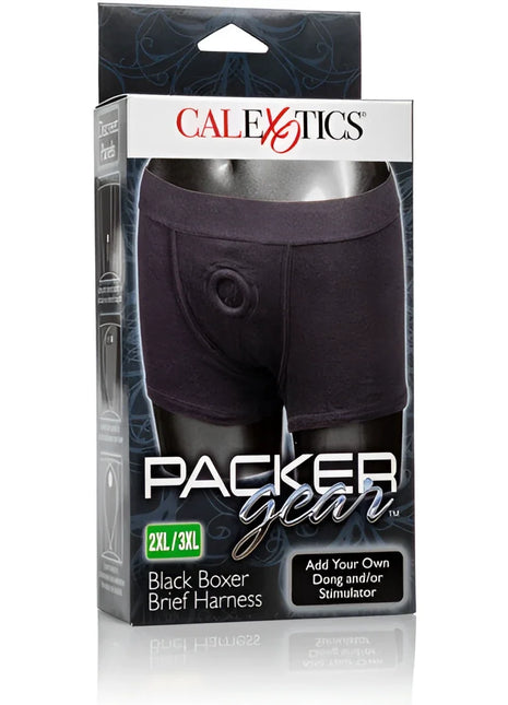 Schwarzes boxer kurzgeschirr mit zentraler öffnung aus stoff von calexotics packer gear