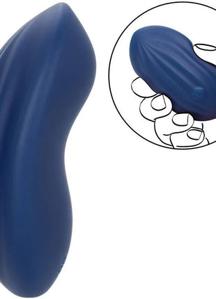 Ein navyblauer silikon stressball von calexotics mit glatter, geschwungener form und dezenten grip-rillen