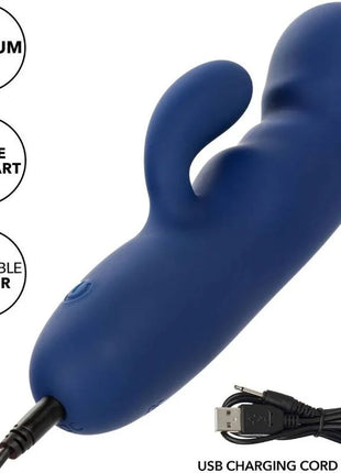 CaleXotics cashmere-seiden-duo blau blaue silikon-kaninchenvibrator mit usb-ladekabel inklusive