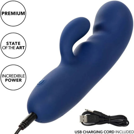 CaleXotics cashmere-seiden-duo blau blaue silikon-kaninchenvibrator mit usb-ladekabel inklusive