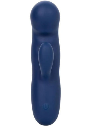 Tiefblauer silikon-erwachsenenartikel mit abgerundetem kopf und ergonomischem griff von calexotics cashmere-seiden-duo blau