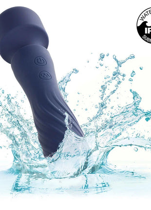 Dunkelblauer wasserdichter charisma mystique vibrator von calexotics mit ergonomischem griff und zwei tasten