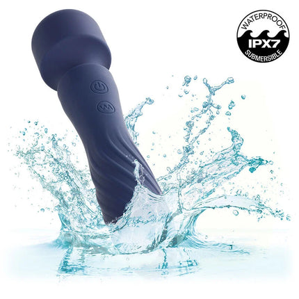 Dunkelblauer wasserdichter charisma mystique vibrator von calexotics mit ergonomischem griff und zwei tasten