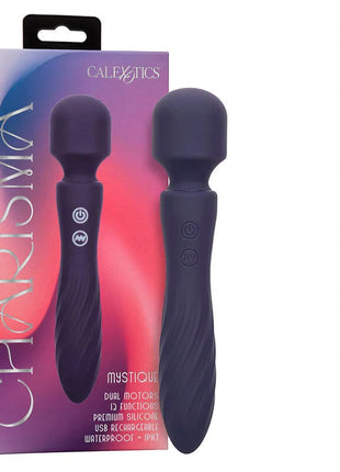 Dunkellila silikon massagegerät mit doppelmotor und 12 funktionen von calexotics 20,5 cm x 4,5 cm