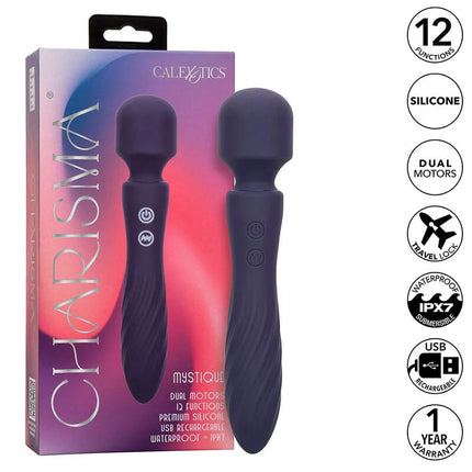 Dunkellila silikon massagegerät mit doppelmotor und 12 funktionen von calexotics 20,5 cm x 4,5 cm