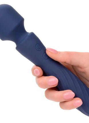 Navyblauer silikonummantelter wandmassager mit zwei bedientasten von calexotics charisma mystique doppelmotor