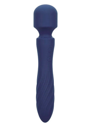 Deep blue silikonummantelter wand-vibrator mit texturiertem griff und zwei kontrollknöpfen von calexotics