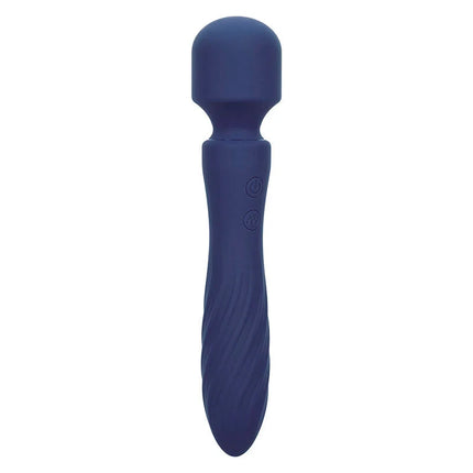 Deep blue silikonummantelter wand-vibrator mit texturiertem griff und zwei kontrollknöpfen von calexotics