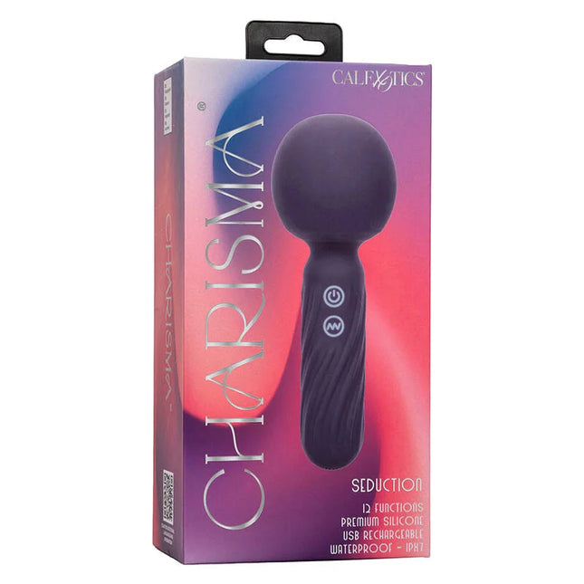 Lila calexotics charisma seduction massager aus silikon mit abgerundetem kopf und texturiertem griff 17,75 cm