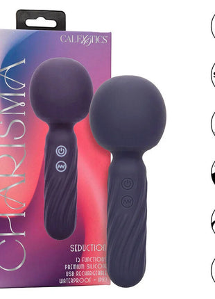 Dunkellila silikon pleasure device charisma seduction massager mit texturiertem griff und zwei steuerknöpfen